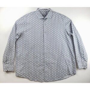 Tasso Elba Shirt Mens 2XL Blue White Long Sleeve Giraffe 100% Cotton